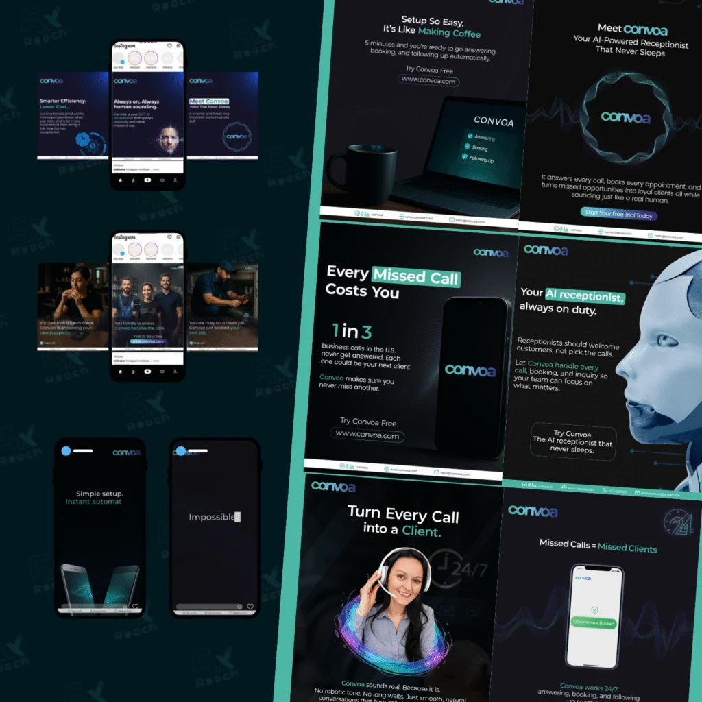 Convoa social media content and campaign designs by 5x Reach